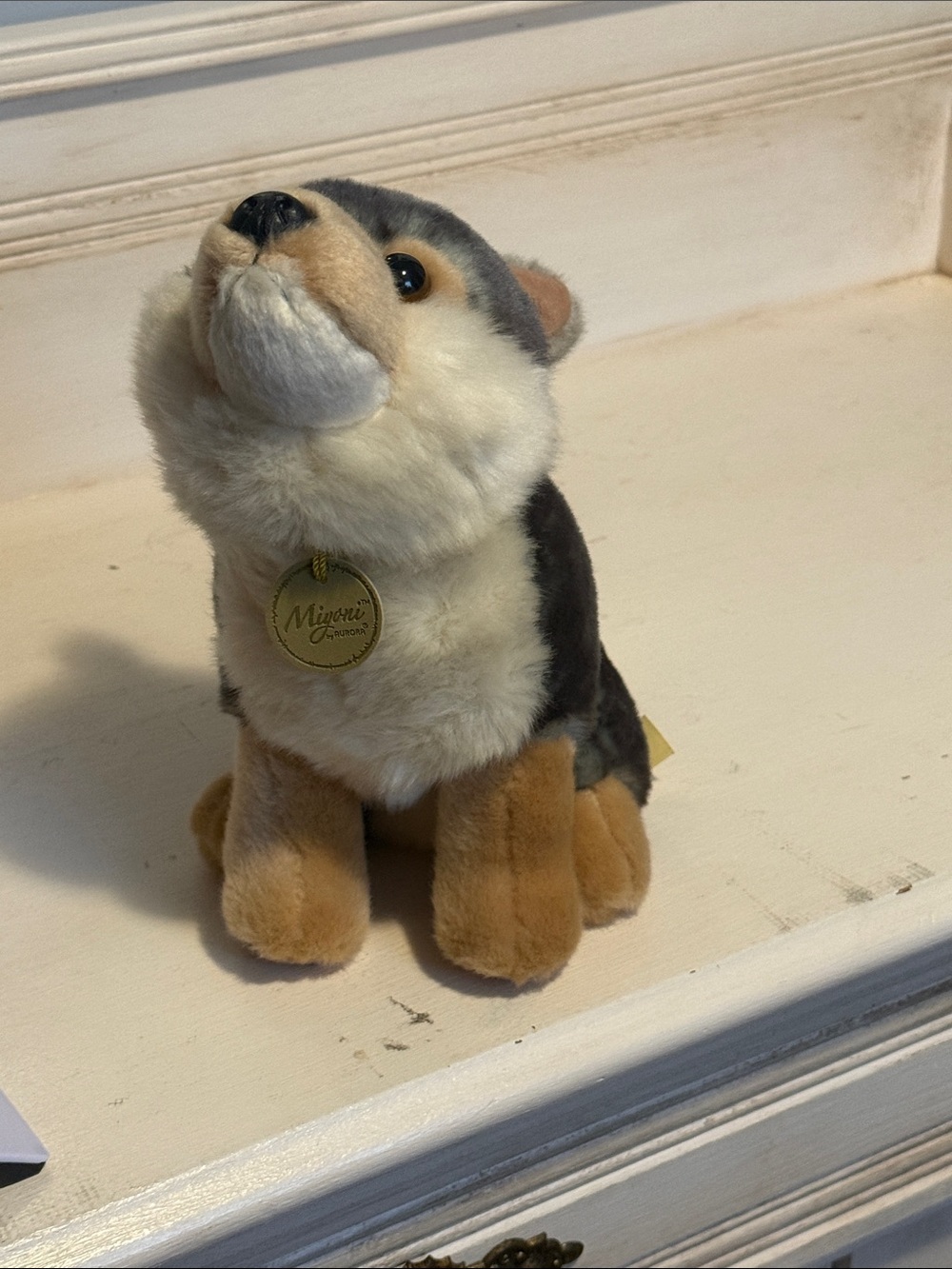 Aurora Miyoni Wolf Plush 9.5" Gray Tan White Realistic Stuffed Animal